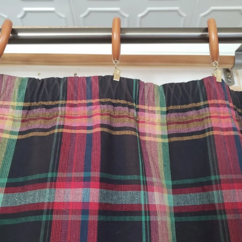 Custom Drapes Rod Pocket Tartan Plaid Heavy Twill Cotton 78W x 80L Lined Weight